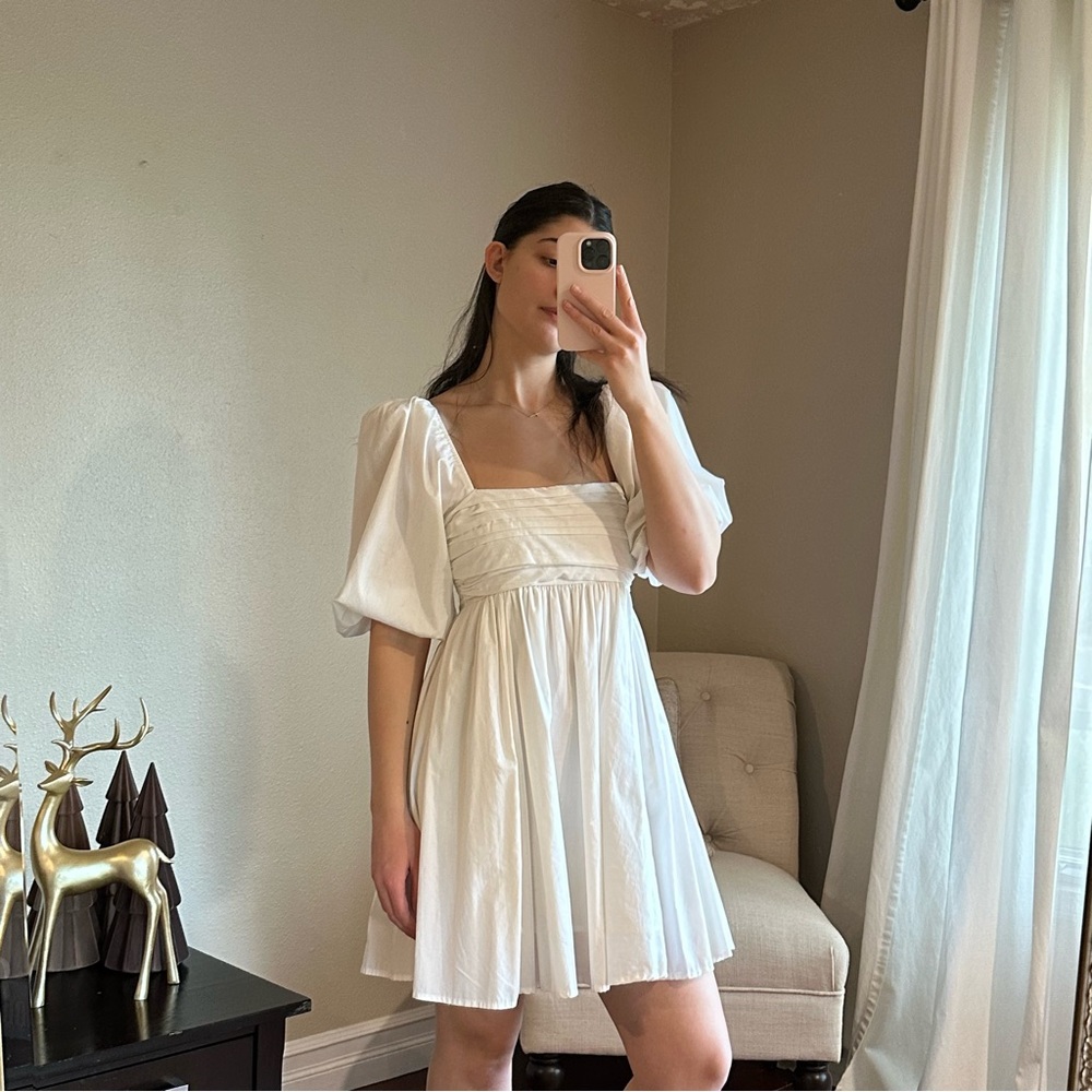 Abercrombie & Fitch White Puff Sleeve Mini Dress - Picture 3 of 8